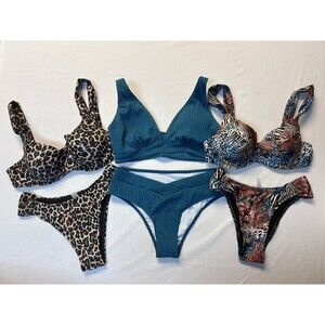 Women’s Bikinis Cheeky 2 Piece Bra Top Beach Pool Lot Of 3 Size Medium